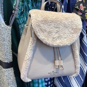 Kate Spade New York Leather Backpack with Faux Shearling